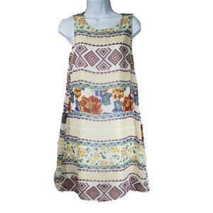 Gracie Womens Sleeveless Floral Striped Trapezoid Casual Dress Size S